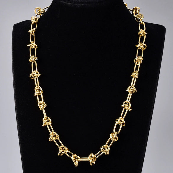 Wholesale Necklace Titanium Steel Heart Gold Inlaid Hiphop Ins Style Water Wave Chain For Women