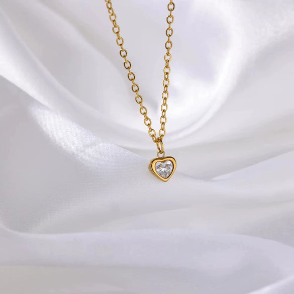 Wholesale Necklace Titanium Steel Heart Shape 18K Gold Plated For Women