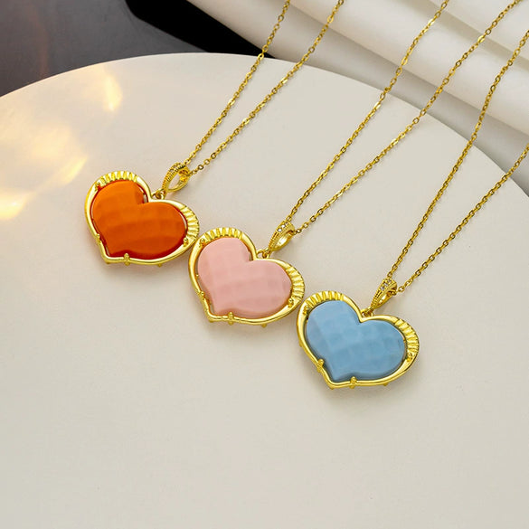 Wholesale Necklace Titanium Steel Heart Shape Pendant Cartoon Style Vacuum Furnace Electroplated Ochain For Women