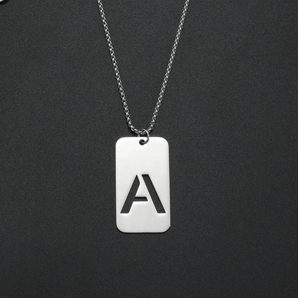 Wholesale Necklace Titanium Steel Hollow Military Plate With Letters Numbers Text Pattern Polishing