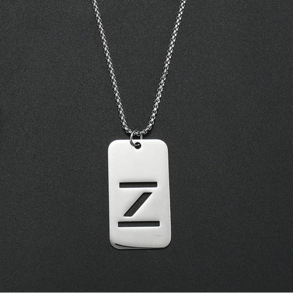 Wholesale Necklace Titanium Steel Hollow Military Plate With Letters Numbers Text Pattern Polishing