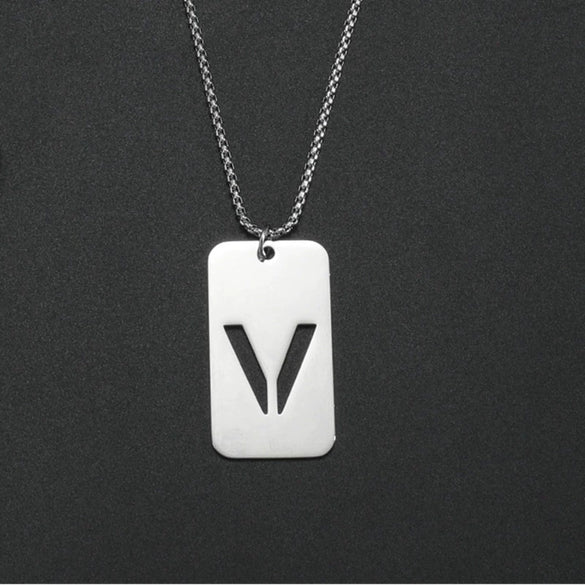 Wholesale Necklace Titanium Steel Hollow Military Plate With Letters Numbers Text Pattern Polishing