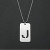 Wholesale Necklace Titanium Steel Hollow Military Plate With Letters Numbers Text Pattern Polishing
