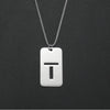 Wholesale Necklace Titanium Steel Hollow Military Plate With Letters Numbers Text Pattern Polishing