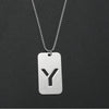Wholesale Necklace Titanium Steel Hollow Military Plate With Letters Numbers Text Pattern Polishing