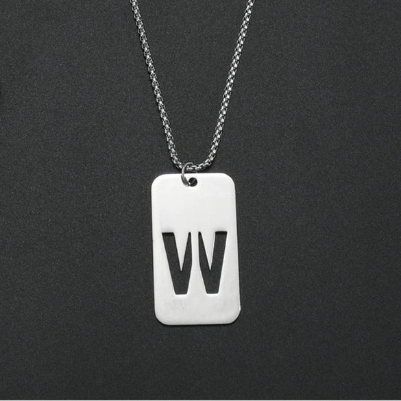 Wholesale Necklace Titanium Steel Hollow Military Plate With Letters Numbers Text Pattern Polishing