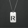 Wholesale Necklace Titanium Steel Hollow Military Plate With Letters Numbers Text Pattern Polishing