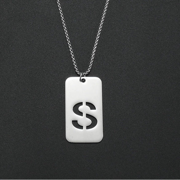 Wholesale Necklace Titanium Steel Hollow Military Plate With Letters Numbers Text Pattern Polishing