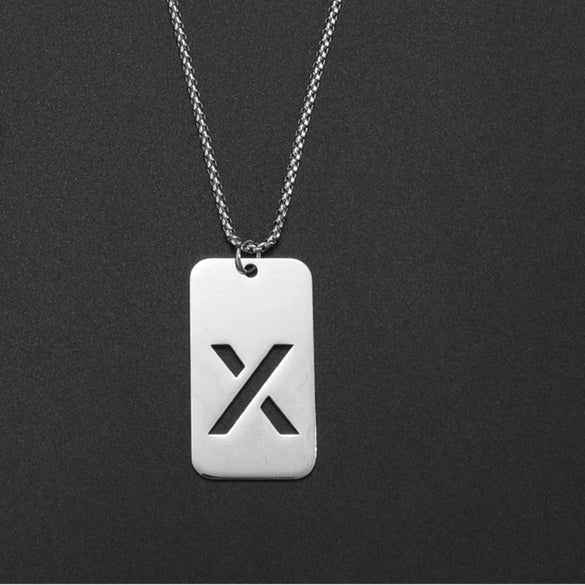Wholesale Necklace Titanium Steel Hollow Military Plate With Letters Numbers Text Pattern Polishing