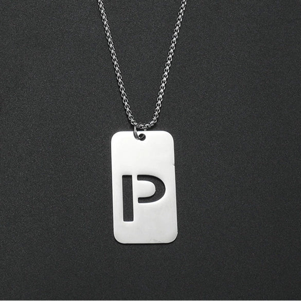 Wholesale Necklace Titanium Steel Hollow Military Plate With Letters Numbers Text Pattern Polishing