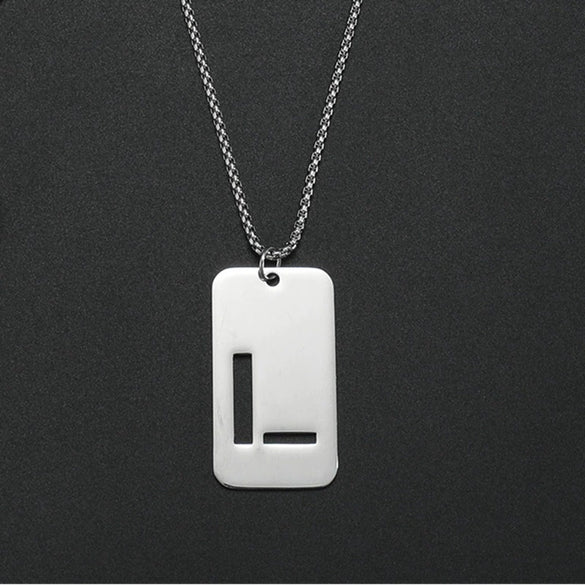 Wholesale Necklace Titanium Steel Hollow Military Plate With Letters Numbers Text Pattern Polishing