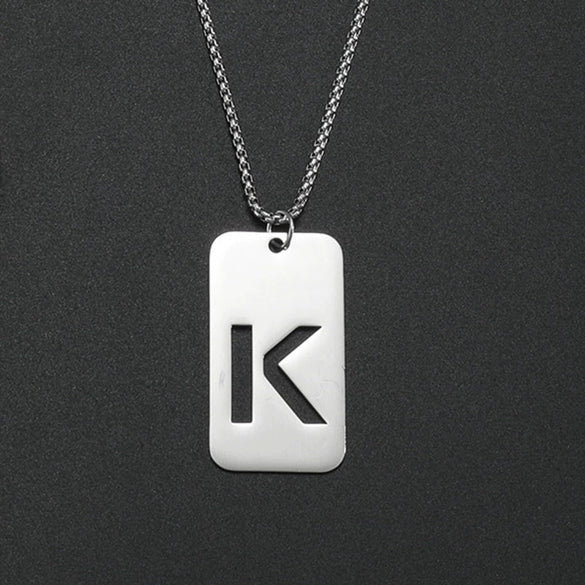 Wholesale Necklace Titanium Steel Hollow Military Plate With Letters Numbers Text Pattern Polishing