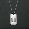 Wholesale Necklace Titanium Steel Hollow Military Plate With Letters Numbers Text Pattern Polishing
