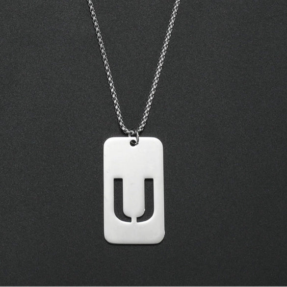 Wholesale Necklace Titanium Steel Hollow Military Plate With Letters Numbers Text Pattern Polishing