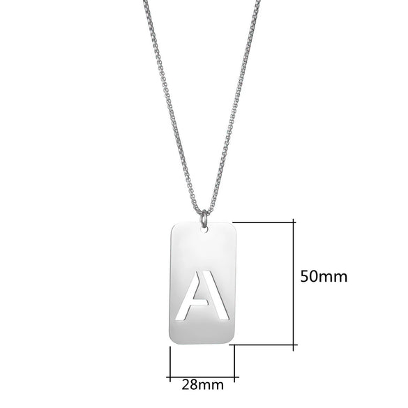 Wholesale Necklace Titanium Steel Hollow Military Plate With Letters Numbers Text Pattern Polishing
