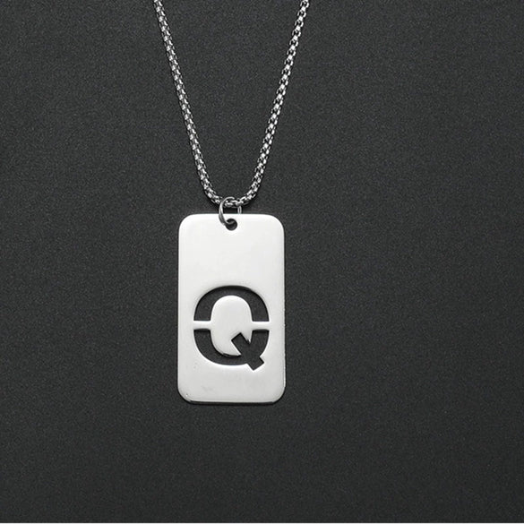 Wholesale Necklace Titanium Steel Hollow Military Plate With Letters Numbers Text Pattern Polishing