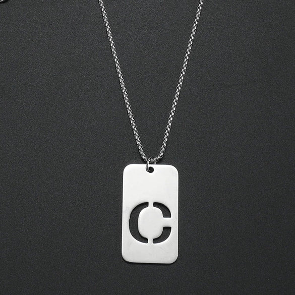 Wholesale Necklace Titanium Steel Hollow Military Plate With Letters Numbers Text Pattern Polishing