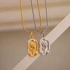 Wholesale Necklace Titanium Steel 18K Gold Plated Rose Flower Pendant Snake Bone Chain Unisex Retro Plant Flowers Style