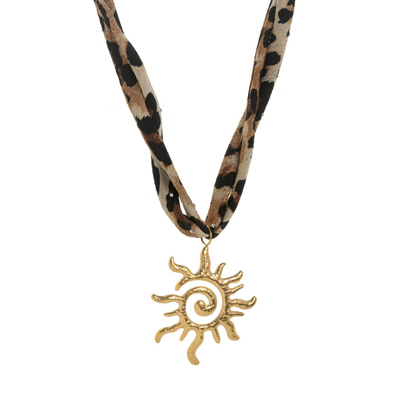 Wholesale Necklace Titanium Steel Leopard Print Animal Zodiac Pendant Electroplated