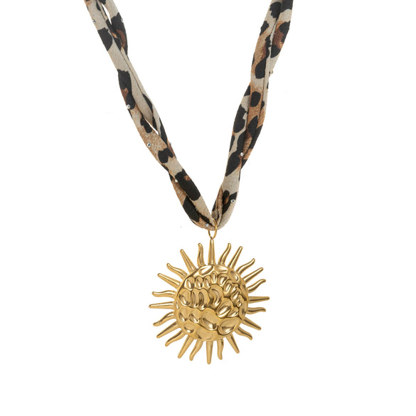 Wholesale Necklace Titanium Steel Leopard Print Animal Zodiac Pendant Electroplated