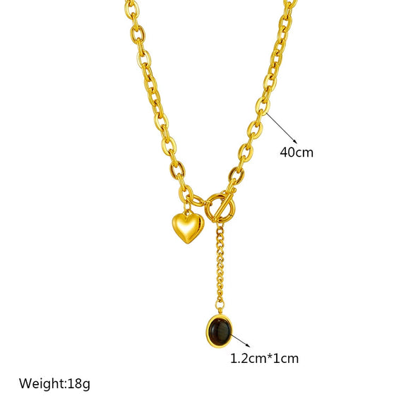 Wholesale Necklace Titanium Steel Oval Tassel Pendant Geometric Electroplating For Women