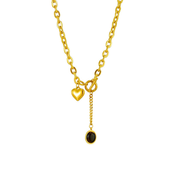 Wholesale Necklace Titanium Steel Oval Tassel Pendant Geometric Electroplating For Women