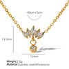 Wholesale Necklace 316L Stainless Steel Plated 18K Gold Crystal Inlaid Zircon Rhombus Pattern For Women