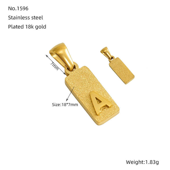 Wholesale Necklace Titanium Steel Rectangular Letter Pendant Electroplating Fashion Design
