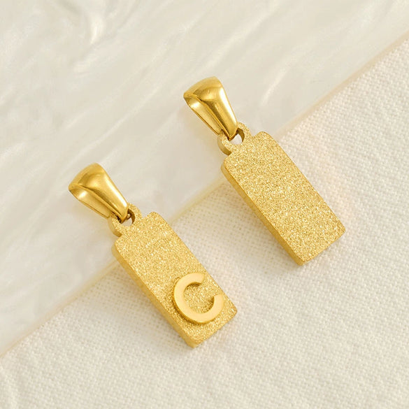 Wholesale Necklace Titanium Steel Rectangular Letter Pendant Electroplating Fashion Design