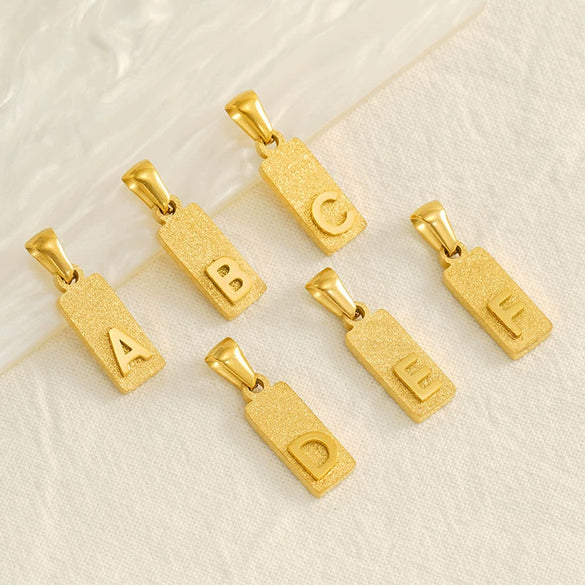 Wholesale Necklace Titanium Steel Rectangular Letter Pendant Electroplating Fashion Design