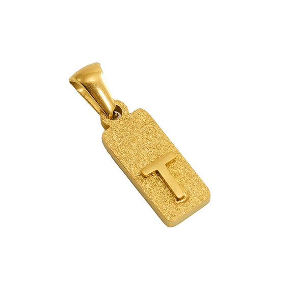Wholesale Necklace Titanium Steel Rectangular Letter Pendant Electroplating Fashion Design