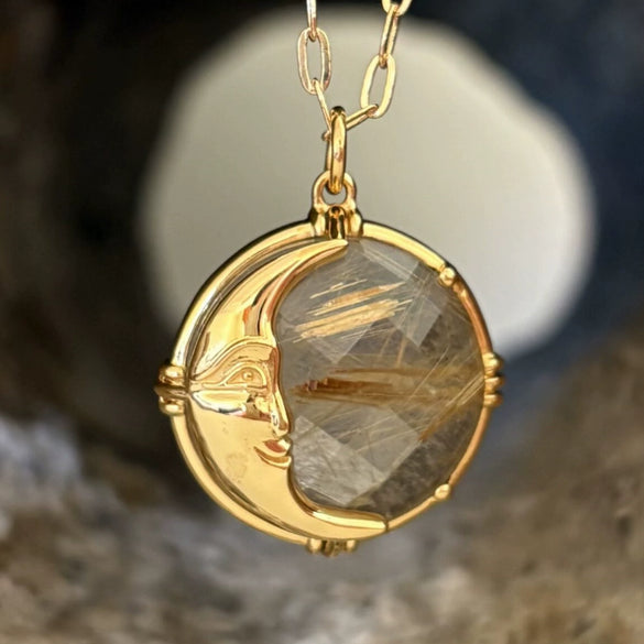 Wholesale Necklace Titanium Steel Retro Threedimensional Painted Round Halfface Pendant Electroplating