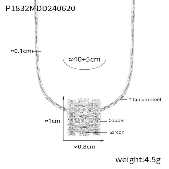 Wholesale Necklace 316L Stainless Steel Snake Bone Chain Copper Pendant Geometric Design Electroplated
