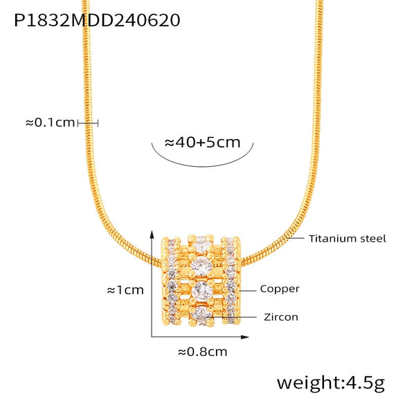 Wholesale Necklace 316L Stainless Steel Snake Bone Chain Copper Pendant Geometric Design Electroplated