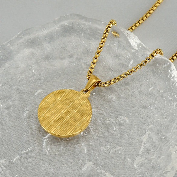 Wholesale Necklace Titanium Steel Square Pearl Chain Constellation Pattern 18K Gold Plated
