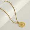Wholesale Necklace Titanium Steel Square Pearl Chain Constellation Pattern 18K Gold Plated