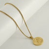 Wholesale Necklace Titanium Steel Square Pearl Chain Constellation Pattern 18K Gold Plated