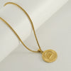 Wholesale Necklace Titanium Steel Square Pearl Chain Constellation Pattern 18K Gold Plated