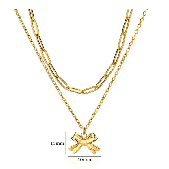 Wholesale Necklace Titanium Steel Stainless Steel Bow Tie Electroplating For Women