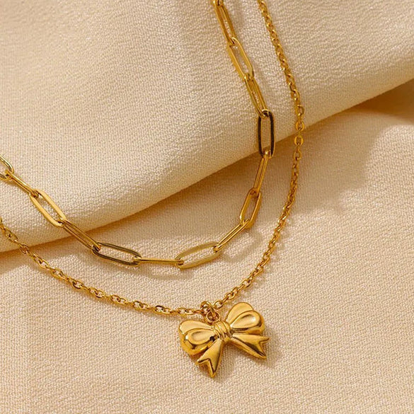 Wholesale Necklace Titanium Steel Stainless Steel Bow Tie Electroplating For Women