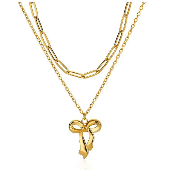 Wholesale Necklace Titanium Steel Stainless Steel Bow Tie Electroplating For Women
