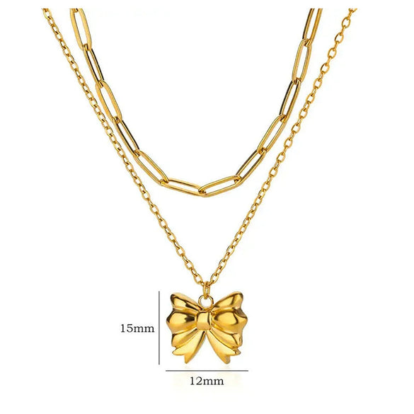 Wholesale Necklace Titanium Steel Stainless Steel Bow Tie Electroplating For Women
