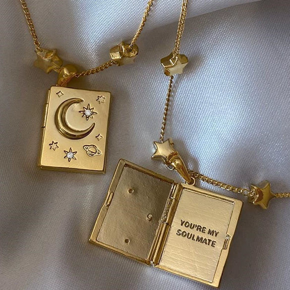 Wholesale Necklace Titanium Steel Stainless Steel Geometric Open Star Moon Lock Electroplating For Women