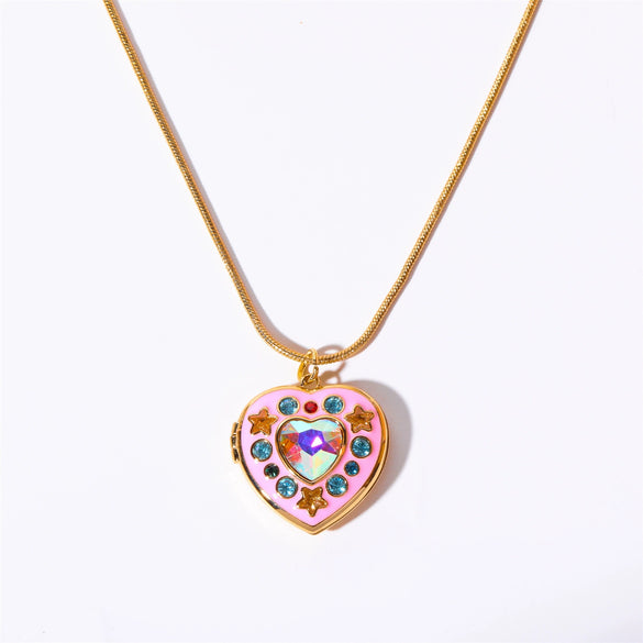 Wholesale Necklace Titanium Steel Stainless Steel Geometric Open Star Moon Lock Electroplating For Women