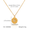 Wholesale Necklace Titanium Steel Stainless Steel Geometric Pattern Hammered Round Plate Inlaid With Diamond Eightpointed Star Pendant For Women