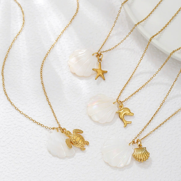 Wholesale Necklace Titanium Steel Turtle Dolphin Shell Starfish Casual Style Pendant