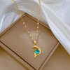 Wholesale Necklace Titanium Steel Zircon Dolphin Blue Clavicle Chain For Women Simple Elegant Retro Cartoon Geometric Style