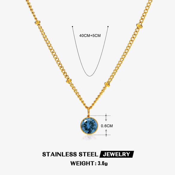 Wholesale Necklace Women's Ins Style Geometric Stainless Steel And Titanium Steel Electroplated Diamondembedded