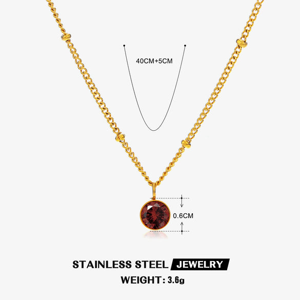 Wholesale Necklace Women's Ins Style Geometric Stainless Steel And Titanium Steel Electroplated Diamondembedded