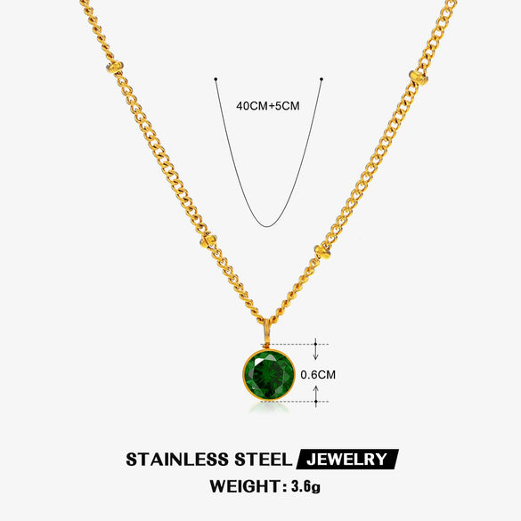 Wholesale Necklace Women's Ins Style Geometric Stainless Steel And Titanium Steel Electroplated Diamondembedded